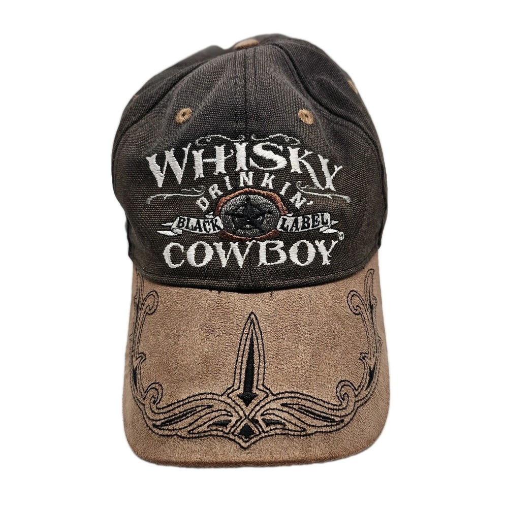 Whiskey Drinkin' Cowboy Cap Hat Hook/loop Closure Brown Graphics Black Label